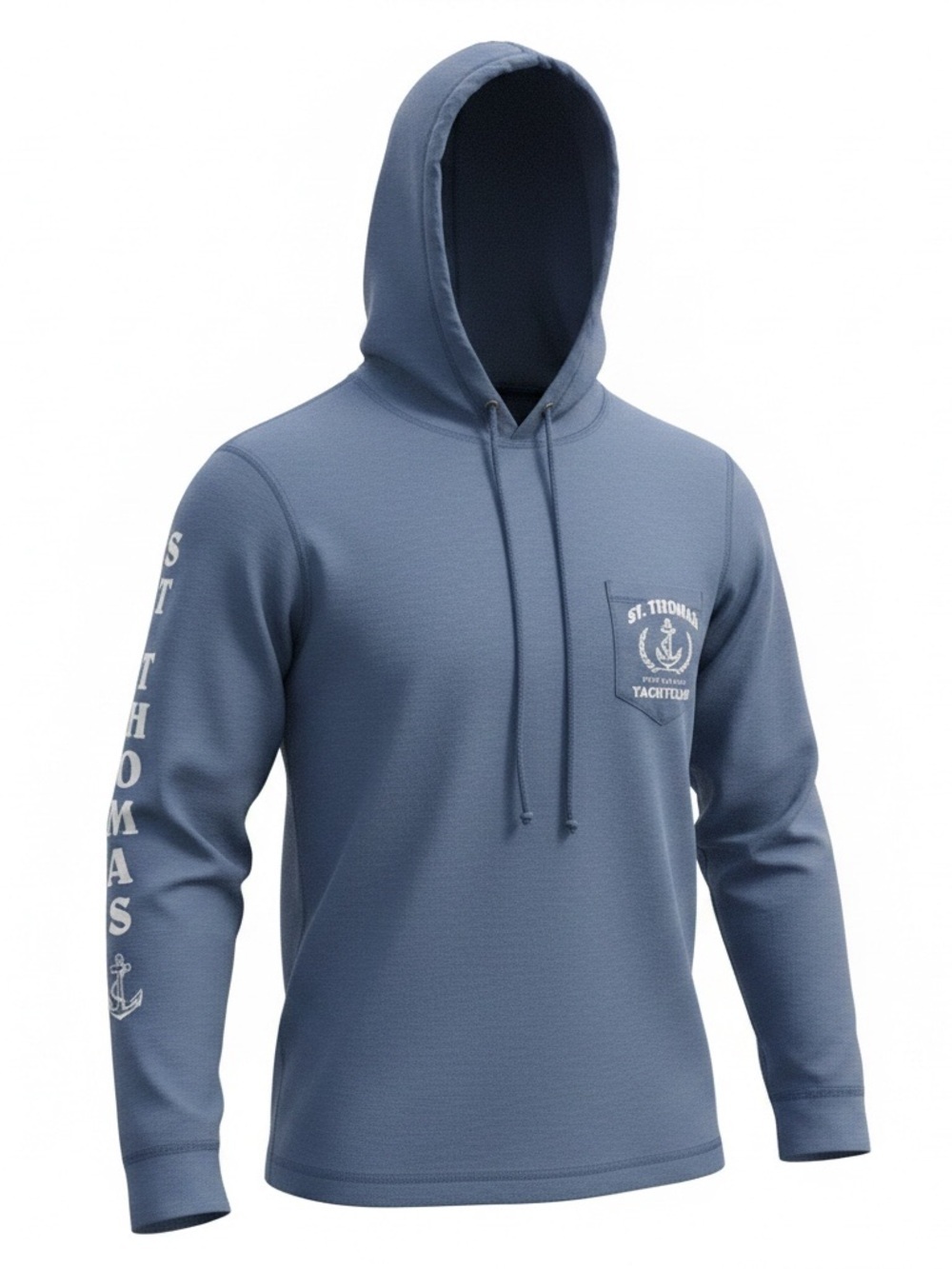 Medium St. Thomas Yacht Club Blue Hooded Long-Sleeve Shirt Hoodie Boating Unisex